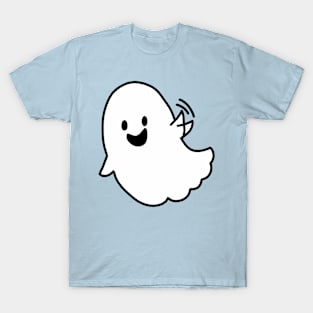 White sheet ghost waves hand to say hi T-Shirt